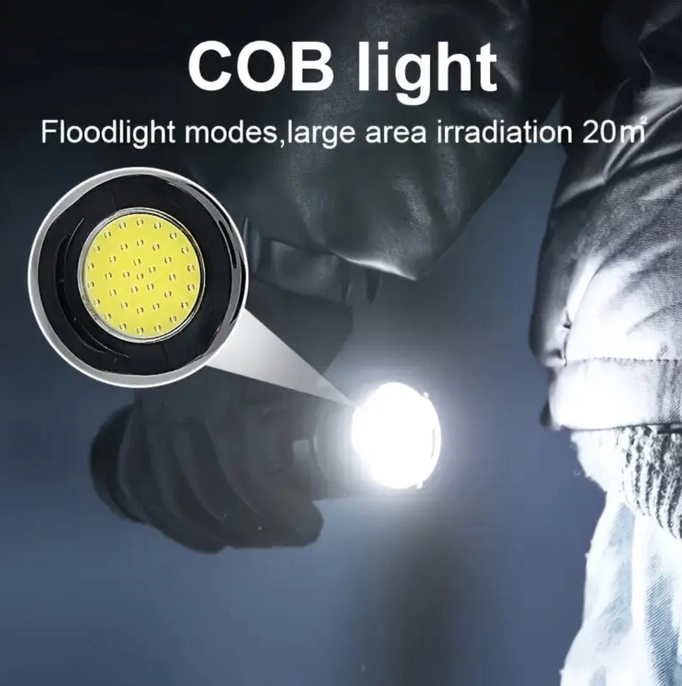 🔥 Buy 1 Get 1 FREE Super Power 🔥 LED Flashlight – Zoomable, Rechargeable, Metal Body with Power Bank, 8–12 Hrs Battery Backup